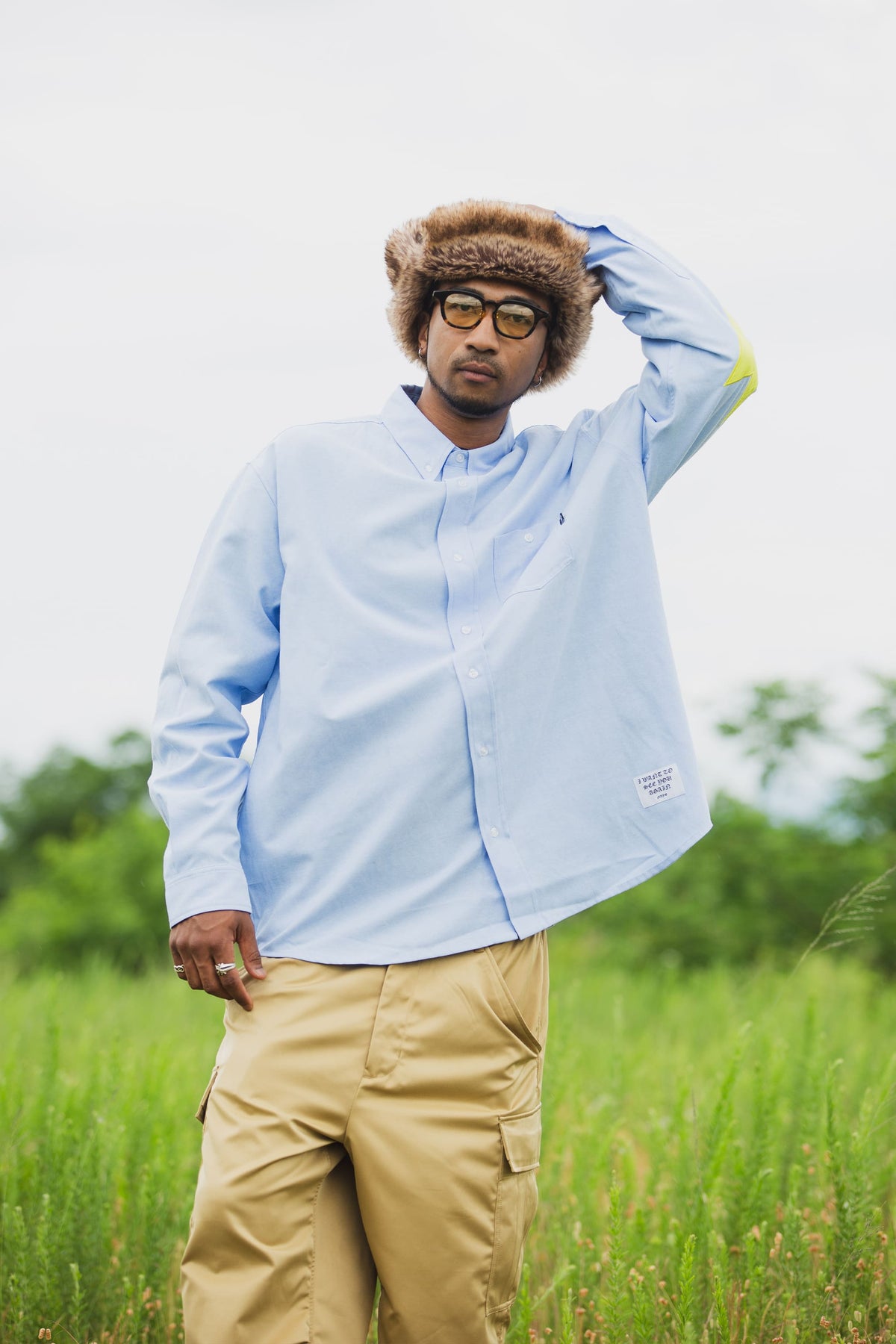 THUNDER FRANKEN EMBROIDERY LONG SLEEVED BUTTON-DOWN SHIRT