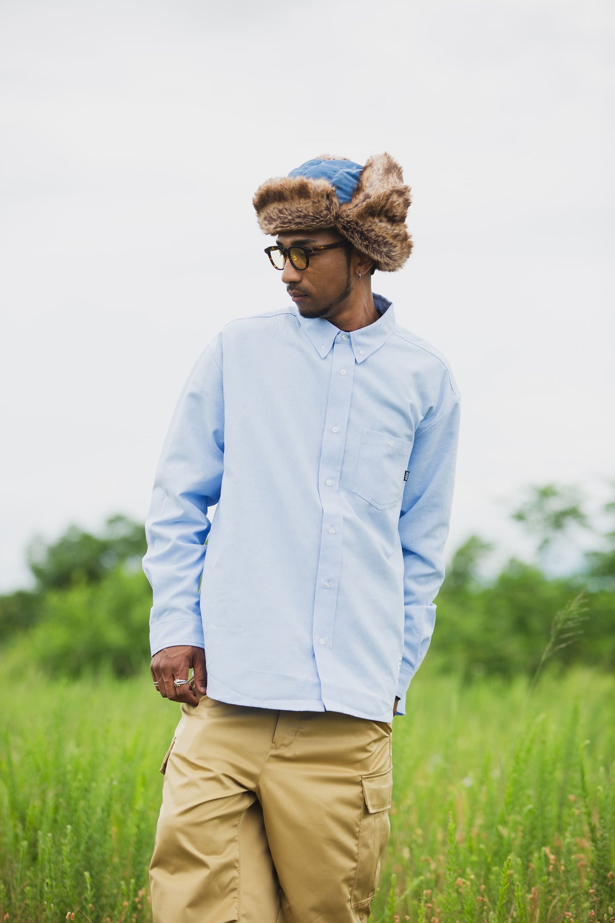 THUNDER FRANKEN EMBROIDERY LONG SLEEVED BUTTON-DOWN SHIRT