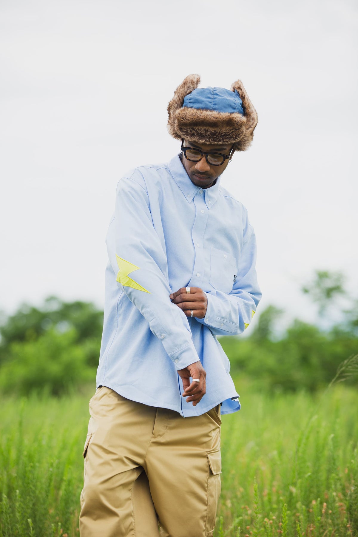 THUNDER FRANKEN EMBROIDERY LONG SLEEVED BUTTON-DOWN SHIRT