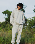 PLAIN EMBROIDERY HOODIE -  GRAY