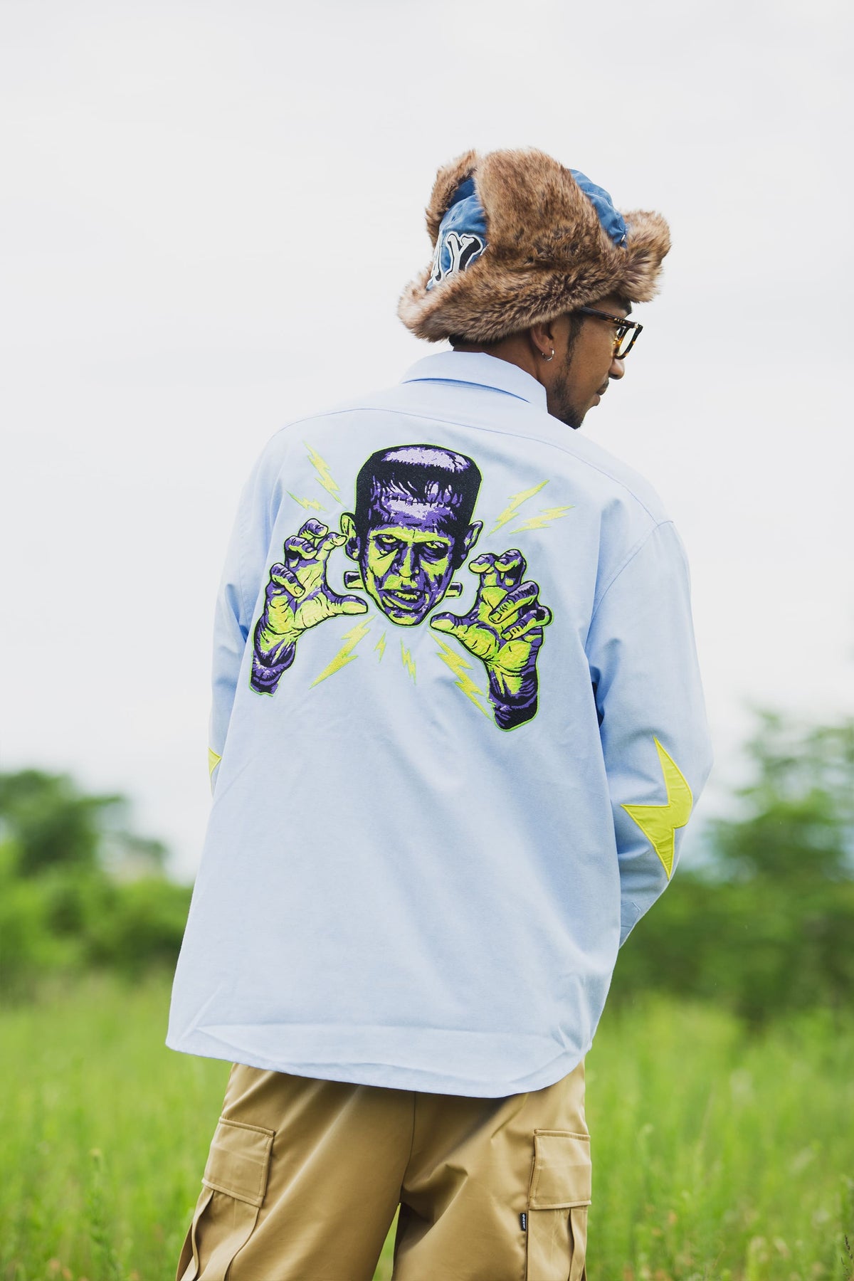 THUNDER FRANKEN EMBROIDERY LONG SLEEVED BUTTON-DOWN SHIRT