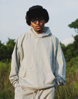 PLAIN EMBROIDERY HOODIE -  GRAY