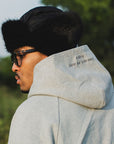 PLAIN EMBROIDERY HOODIE -  GRAY