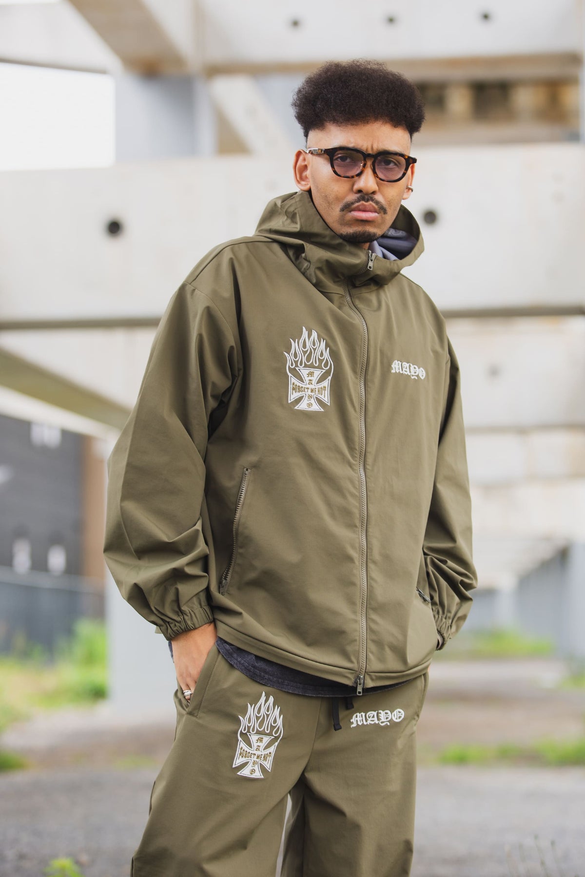 FIRE IRON CROSS EMBROIDERY NYLON JKT