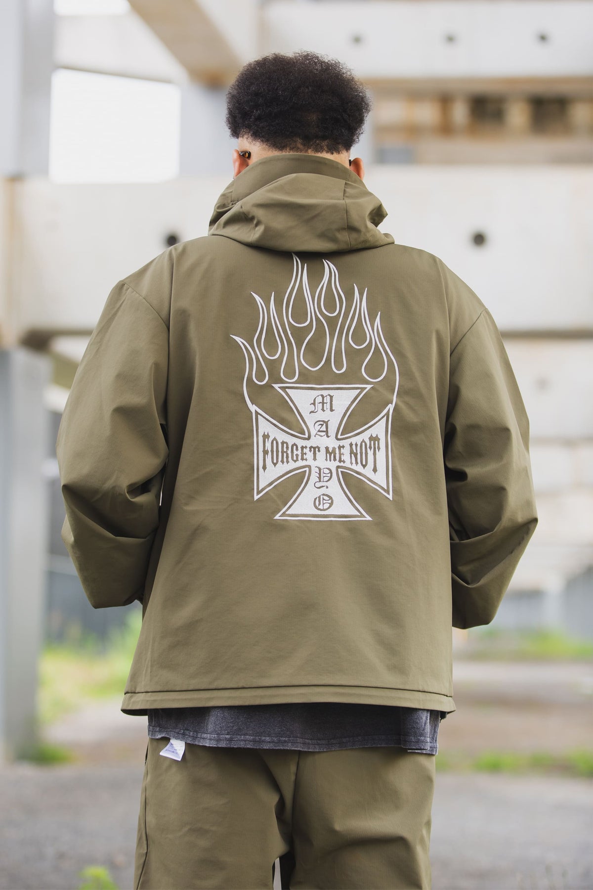 FIRE IRON CROSS EMBROIDERY NYLON JKT
