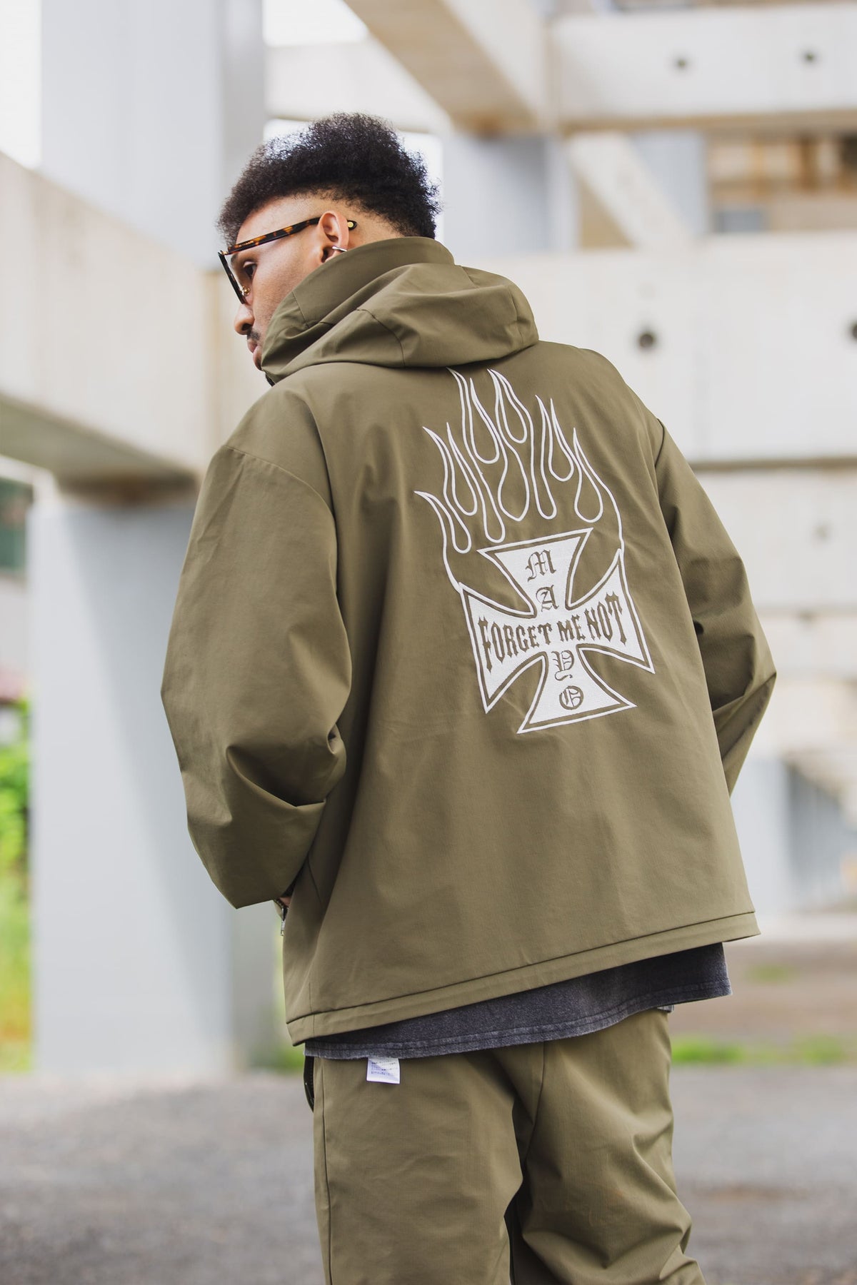 FIRE IRON CROSS EMBROIDERY NYLON JKT