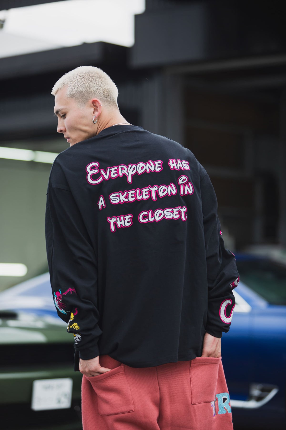 A SKELETON IN THE CLOSET EMBROIDERY LONG SLEEVE TEE