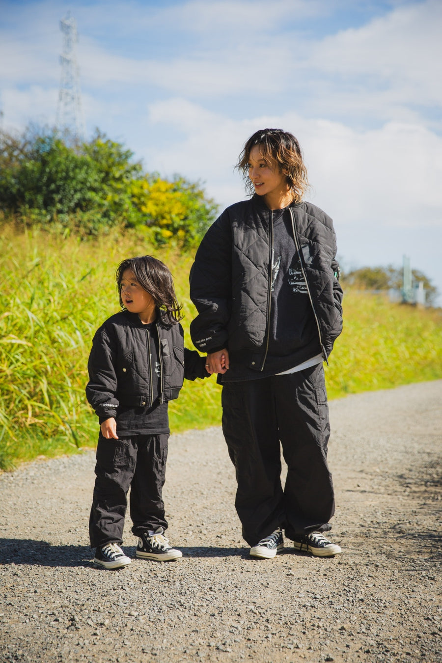 【KIDS】EAGLE  EMBROIDERY NYLON JKT -  BLACK