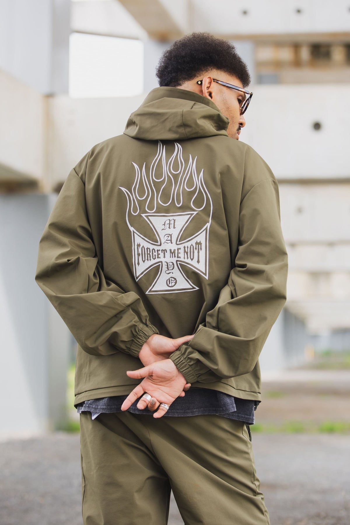 FIRE IRON CROSS EMBROIDERY NYLON JKT