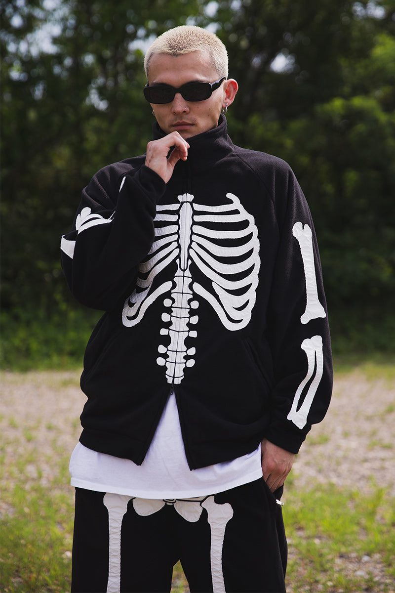BONE EMBROIDERY FLEECE  JKT