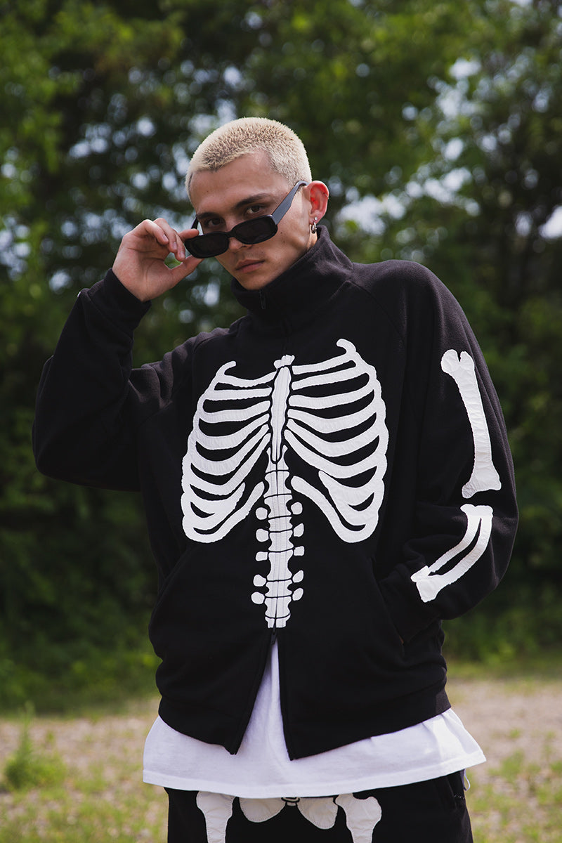 BONE EMBROIDERY FLEECE  JKT