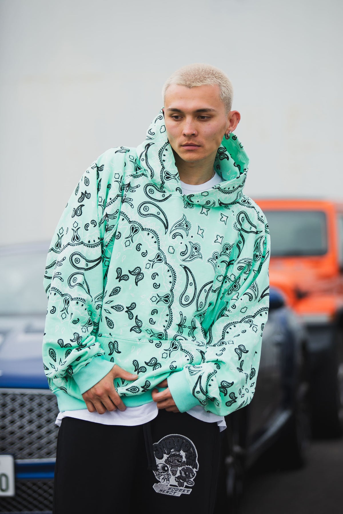 PAISLEY PATTERN PRINT HOODIE