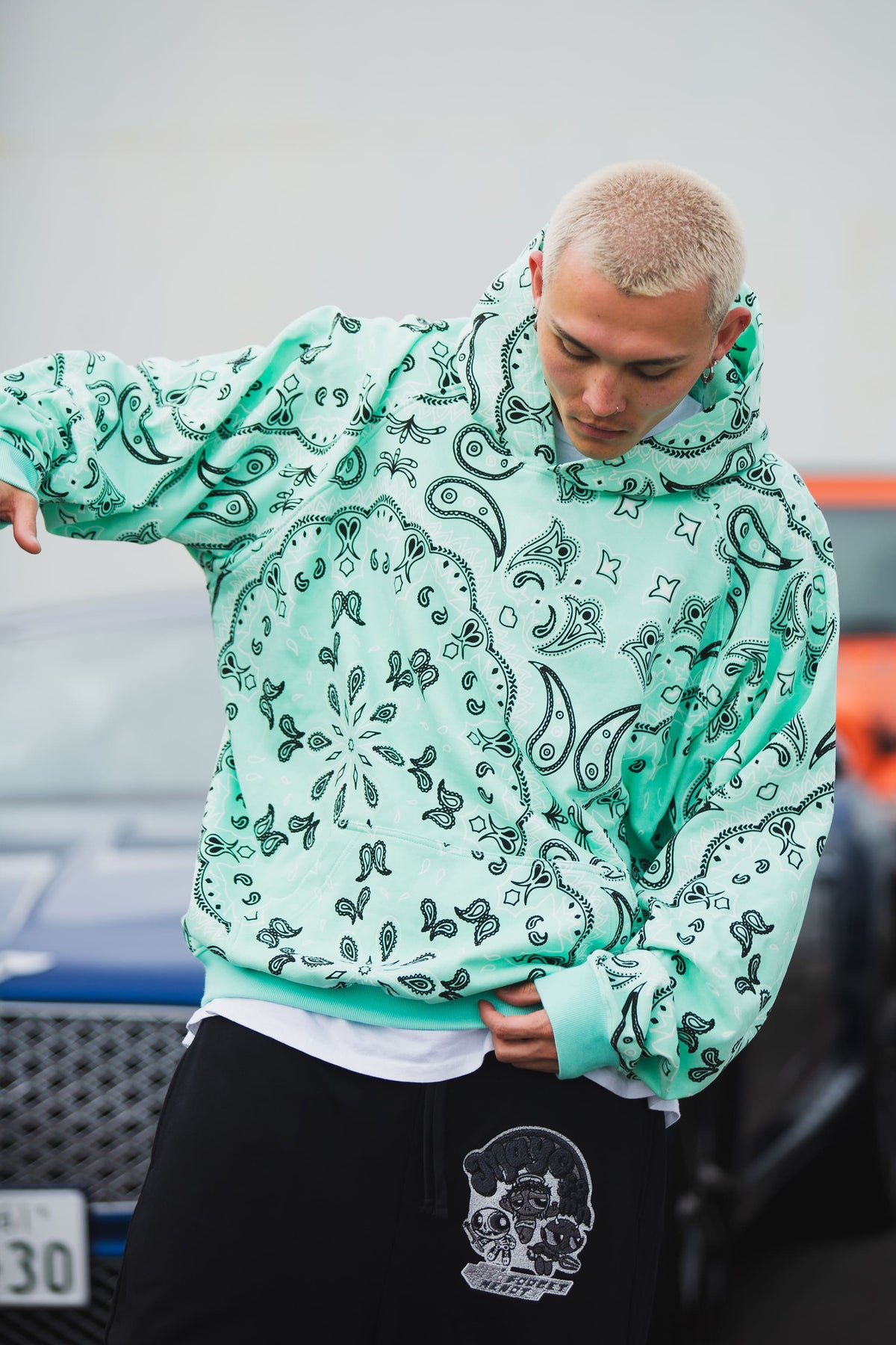 PAISLEY PATTERN PRINT HOODIE