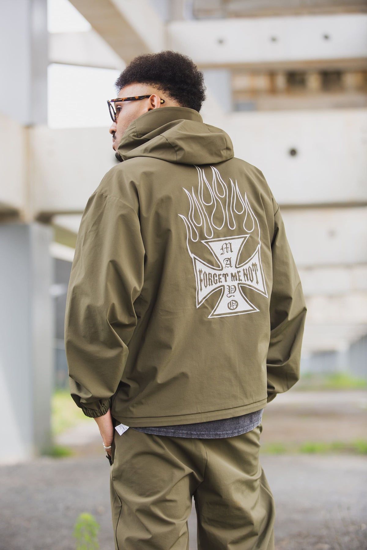 FIRE IRON CROSS EMBROIDERY NYLON JKT