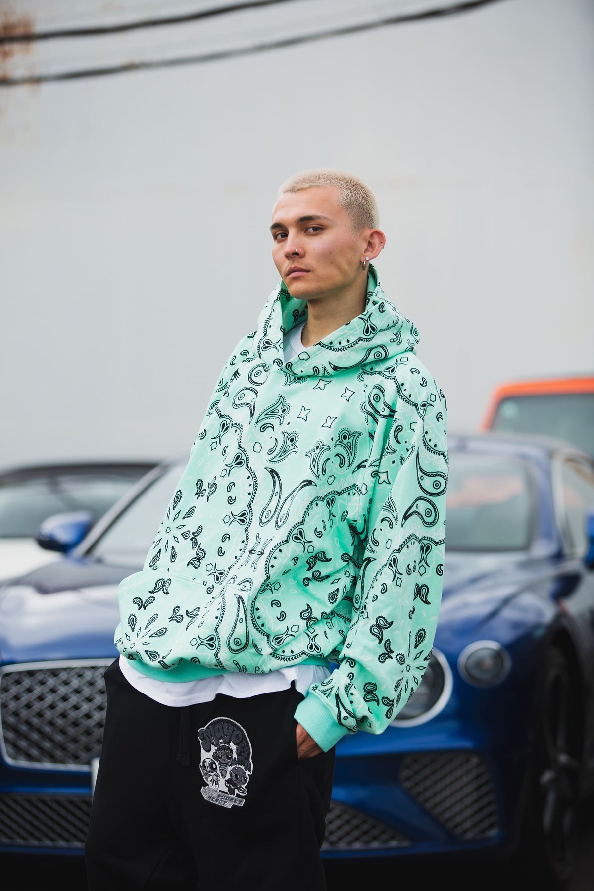 PAISLEY PATTERN PRINT HOODIE