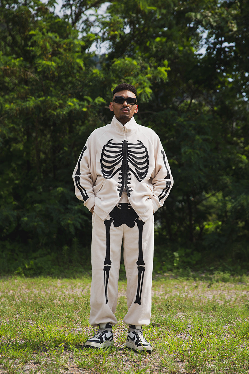 BONE EMBROIDERY FLEECE  JKT