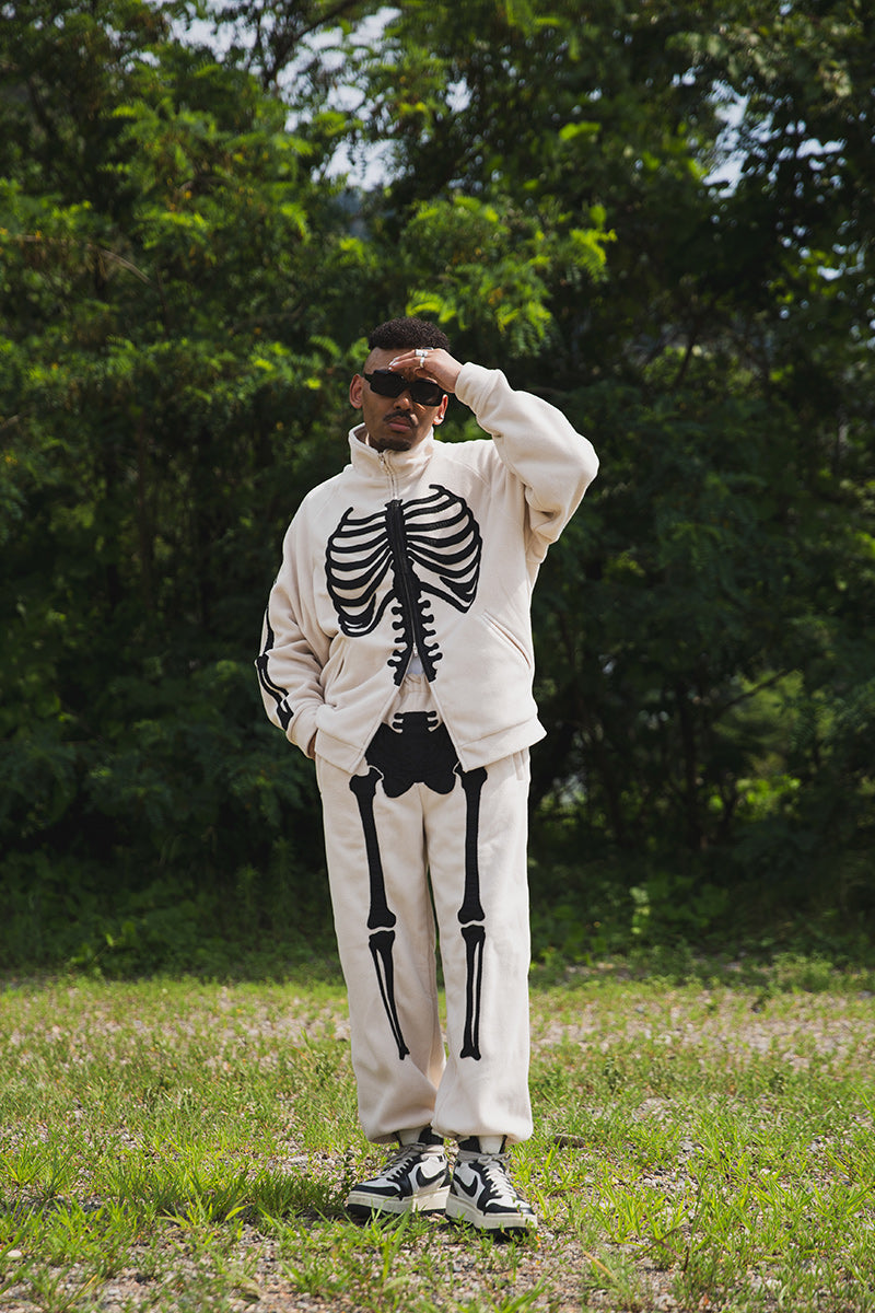 BONE EMBROIDERY FLEECE  JKT