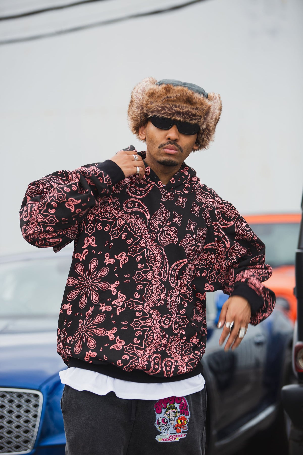 PAISLEY PATTERN PRINT HOODIE