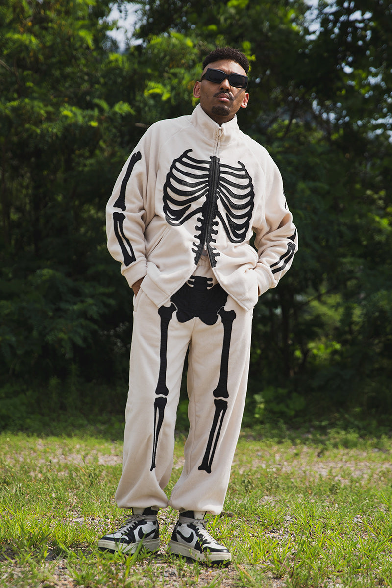 BONE EMBROIDERY FLEECE  JKT