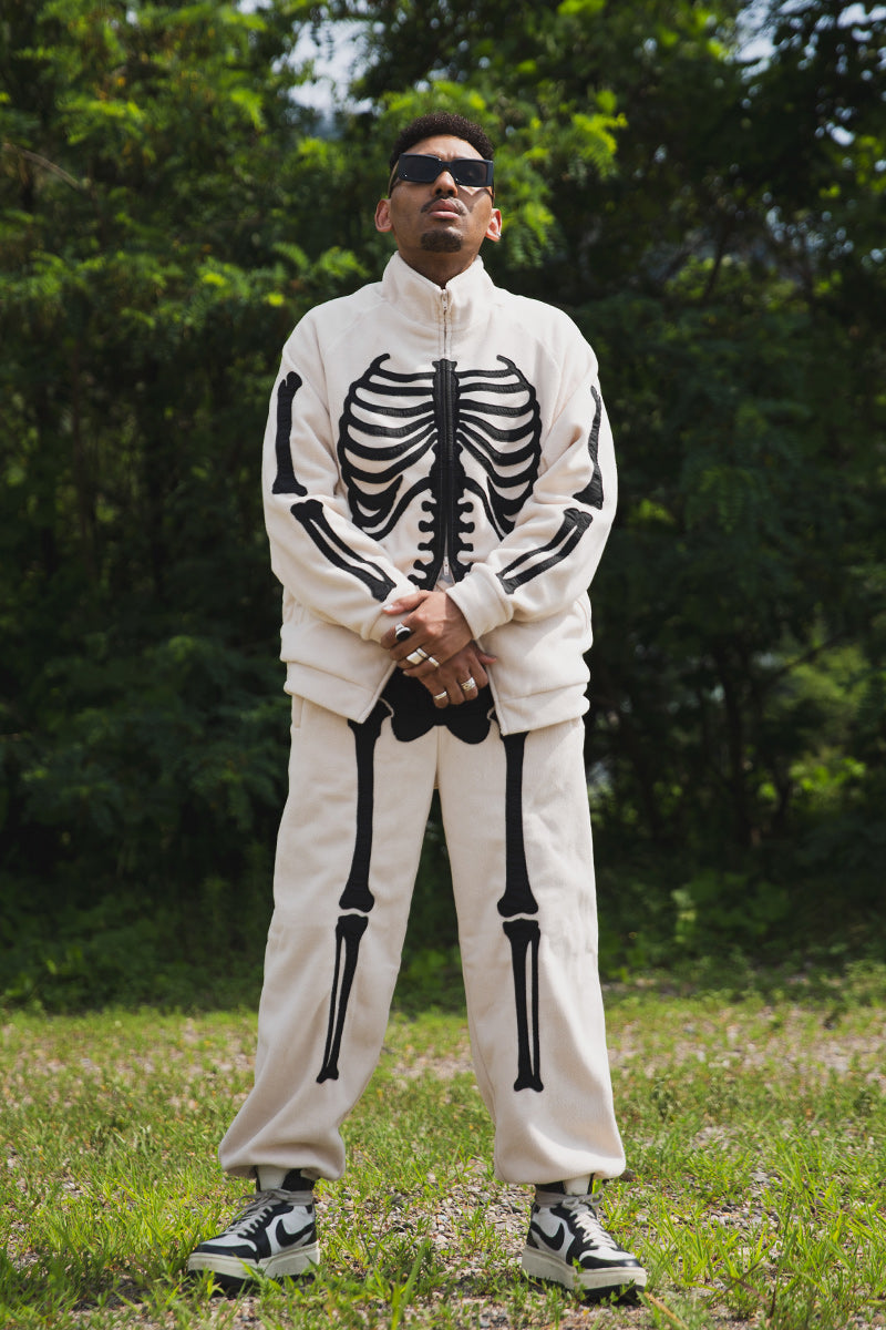 BONE EMBROIDERY FLEECE  JKT