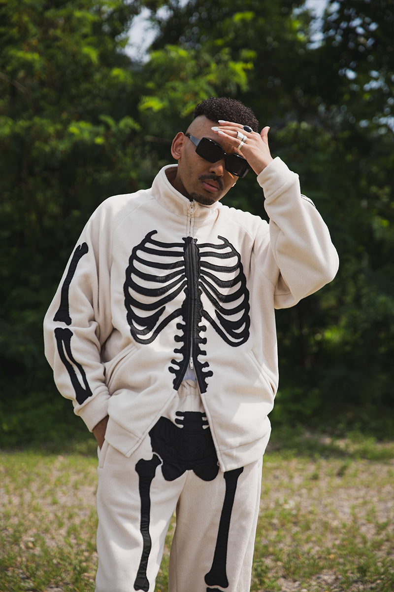 BONE EMBROIDERY FLEECE  JKT