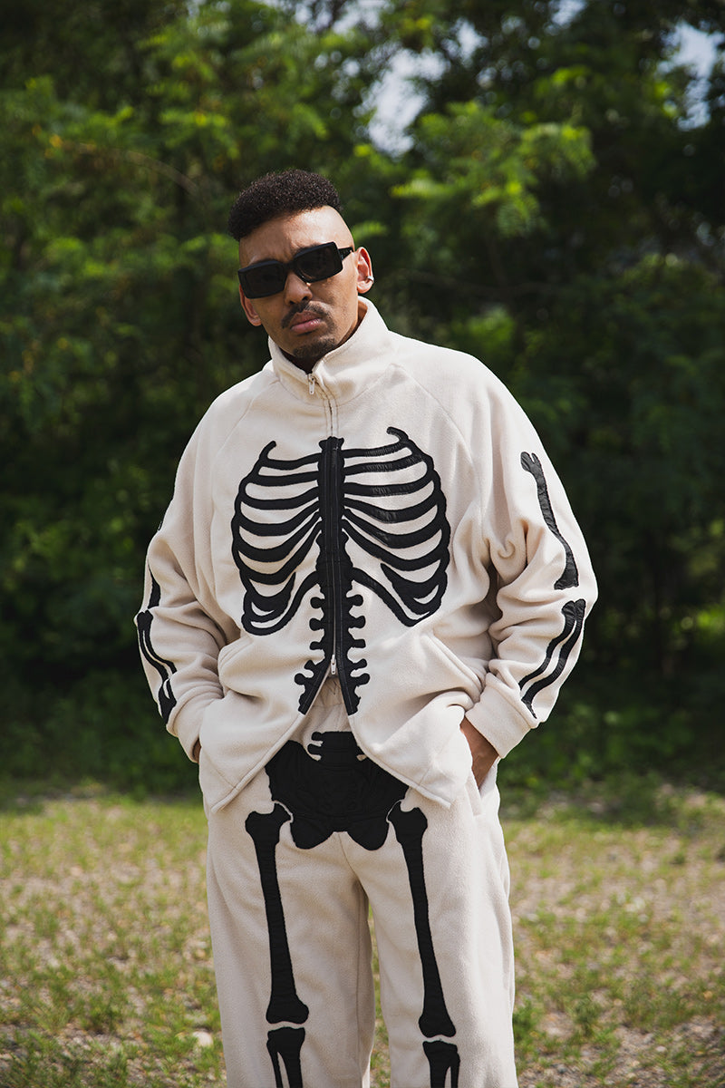 BONE EMBROIDERY FLEECE  JKT