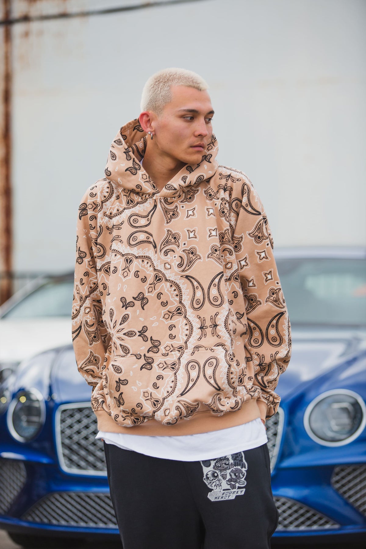 PAISLEY PATTERN PRINT HOODIE