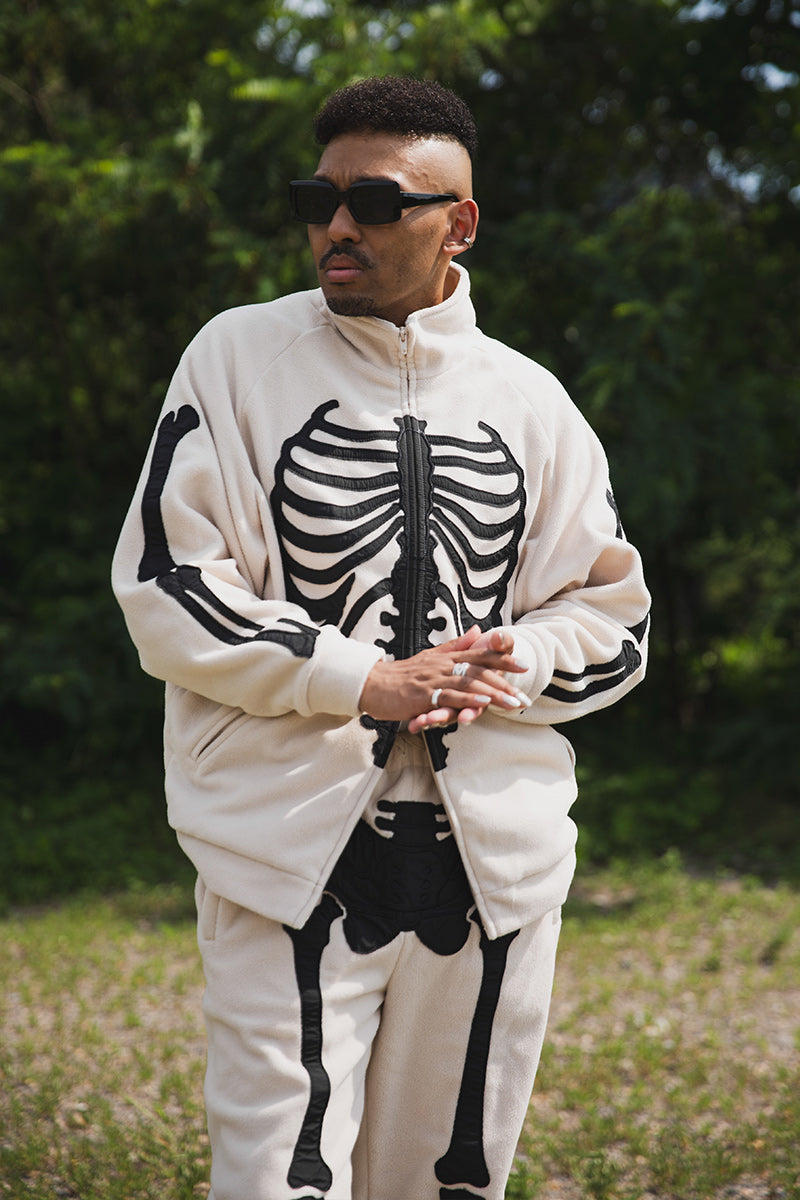 BONE EMBROIDERY FLEECE  JKT