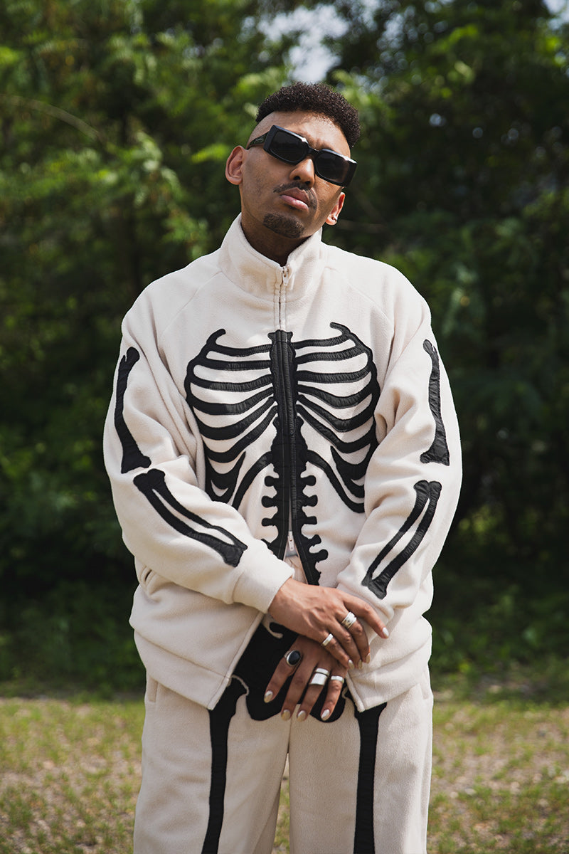 BONE EMBROIDERY FLEECE  JKT