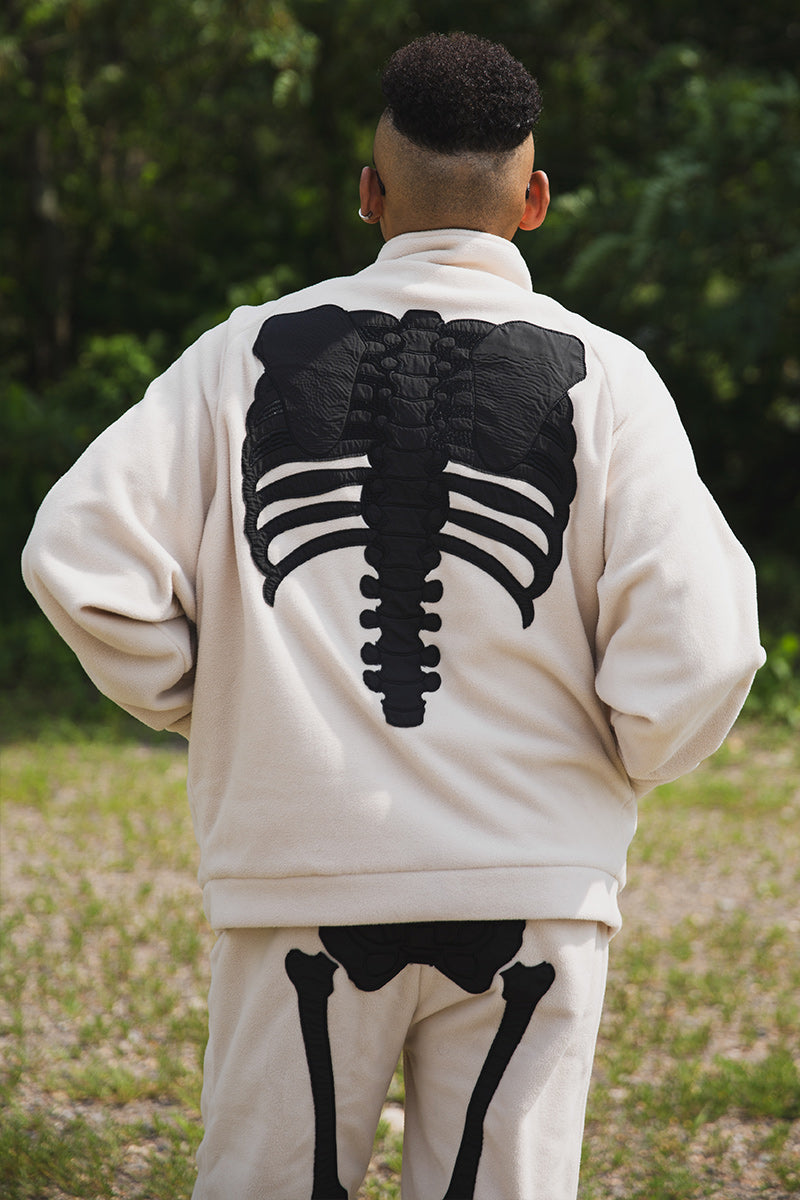 BONE EMBROIDERY FLEECE  JKT