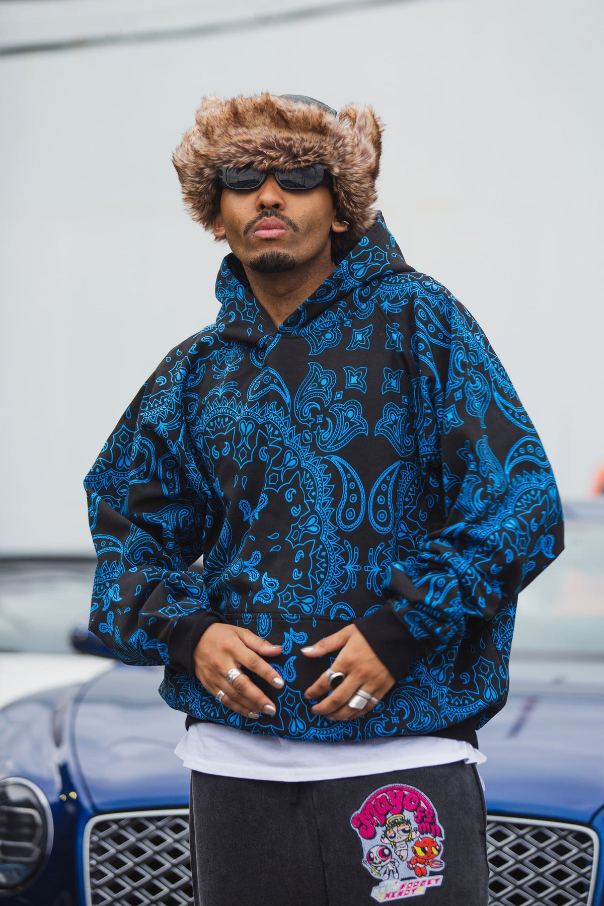 PAISLEY PATTERN PRINT HOODIE