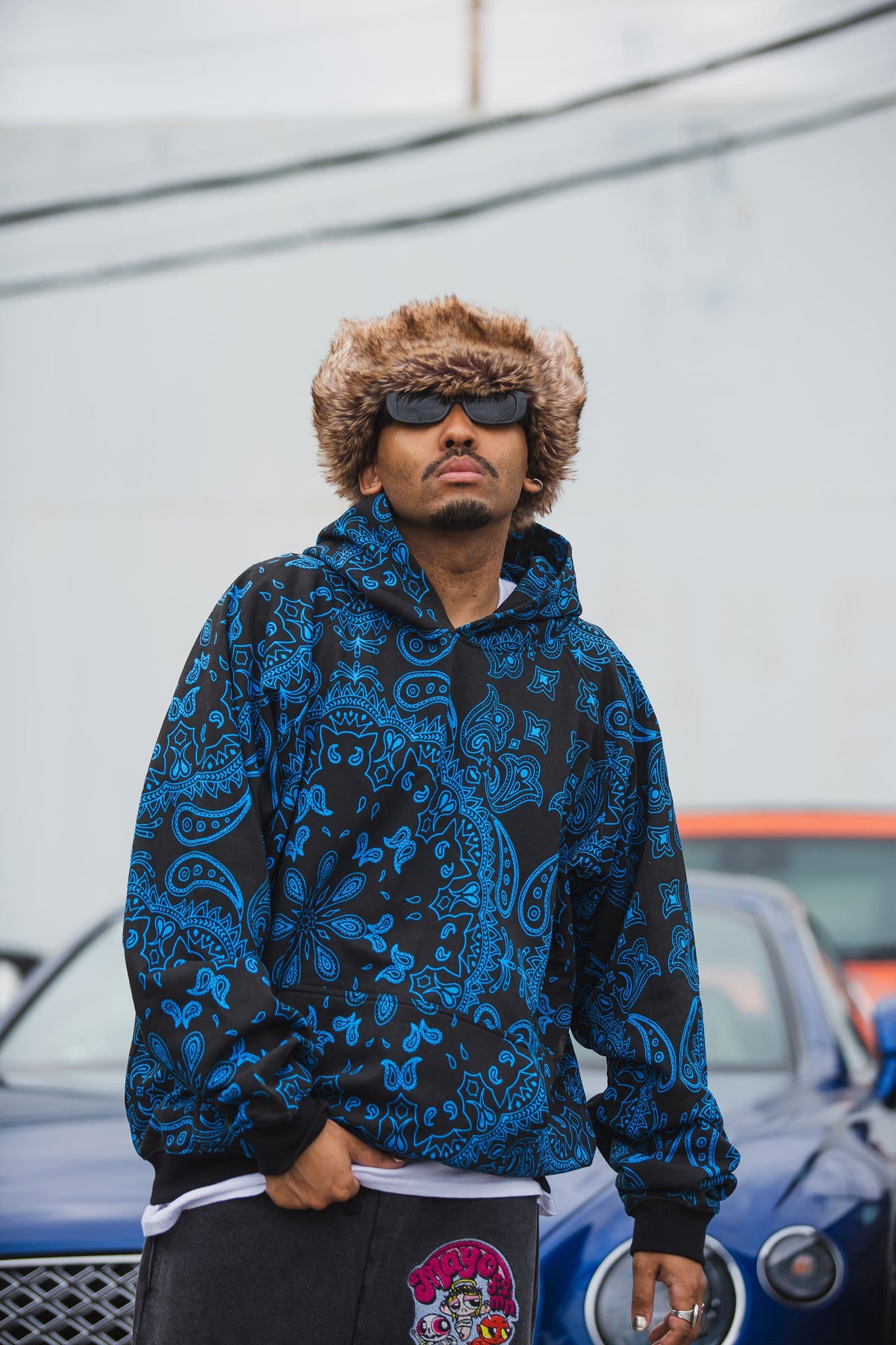 PAISLEY PATTERN PRINT HOODIE