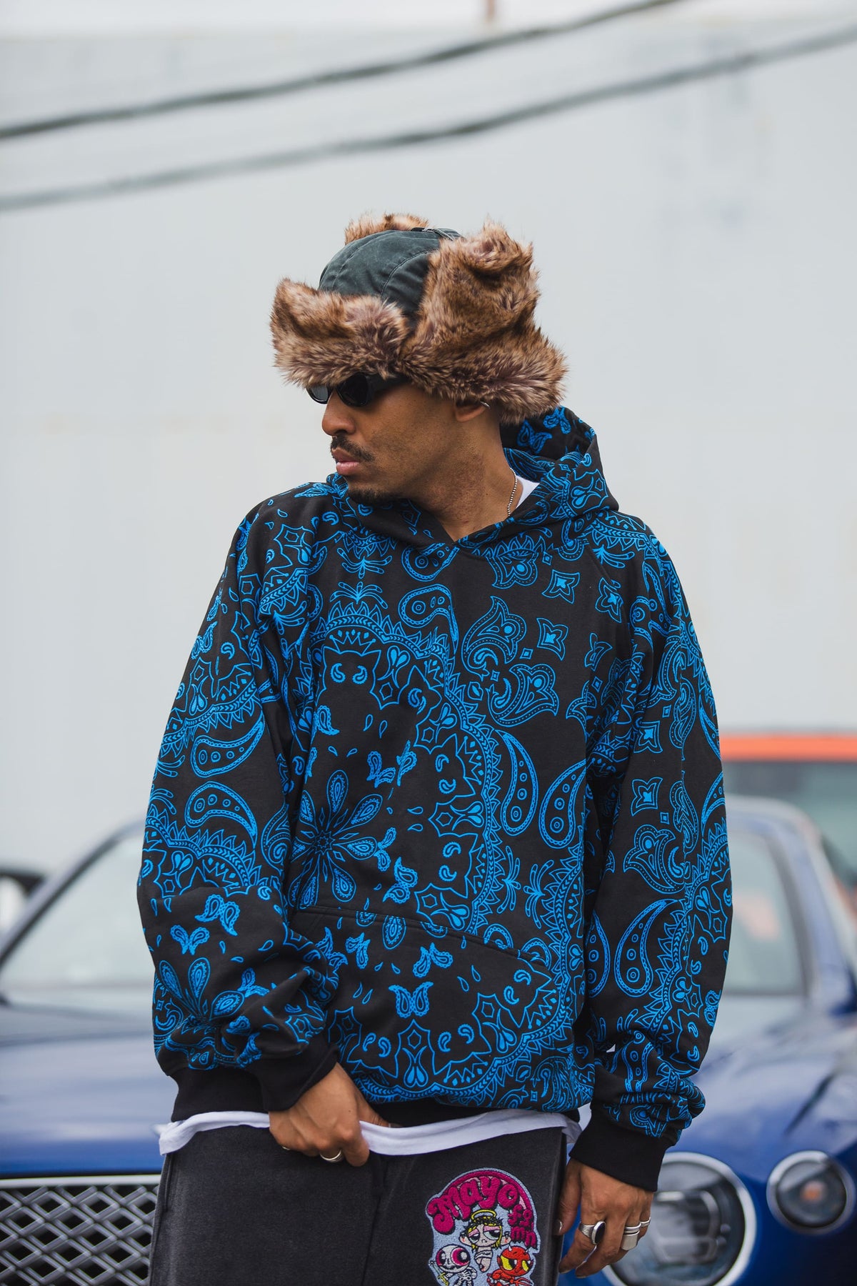 PAISLEY PATTERN PRINT HOODIE
