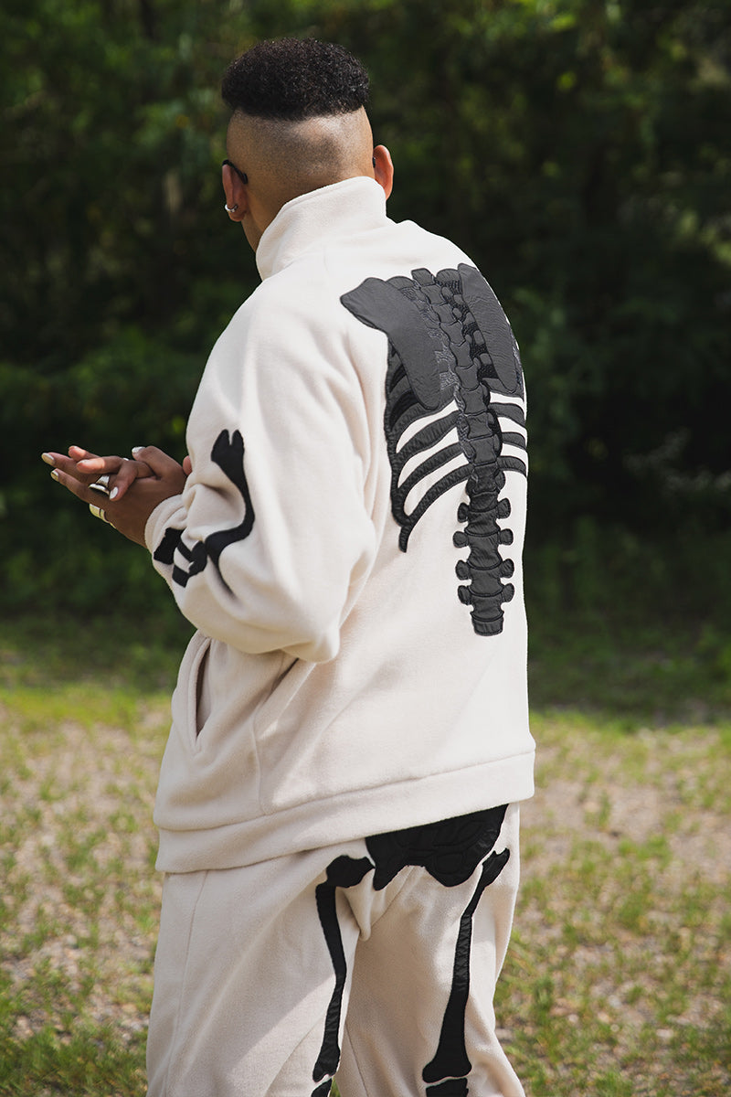 BONE EMBROIDERY FLEECE  JKT
