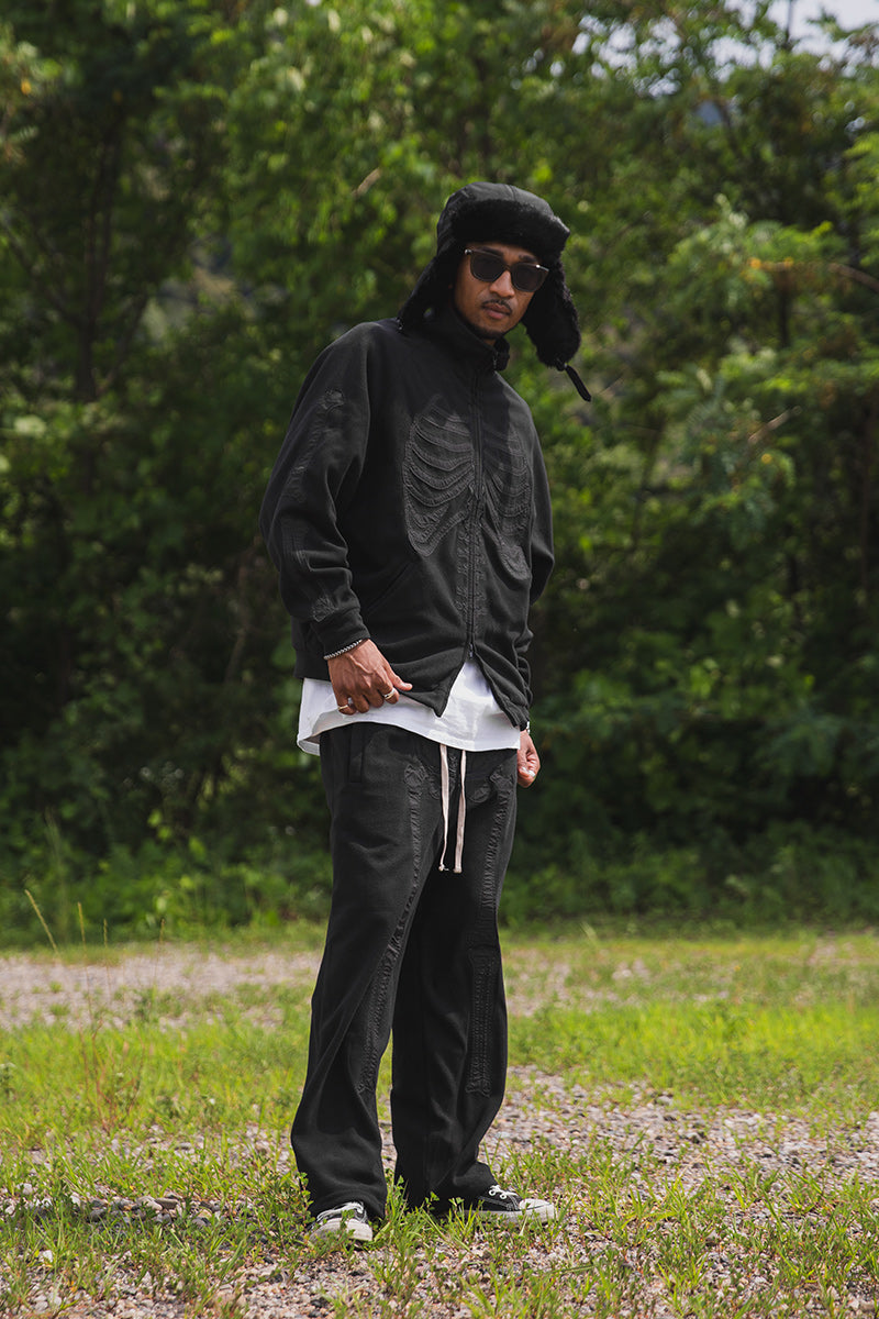 BONE EMBROIDERY FLEECE  JKT