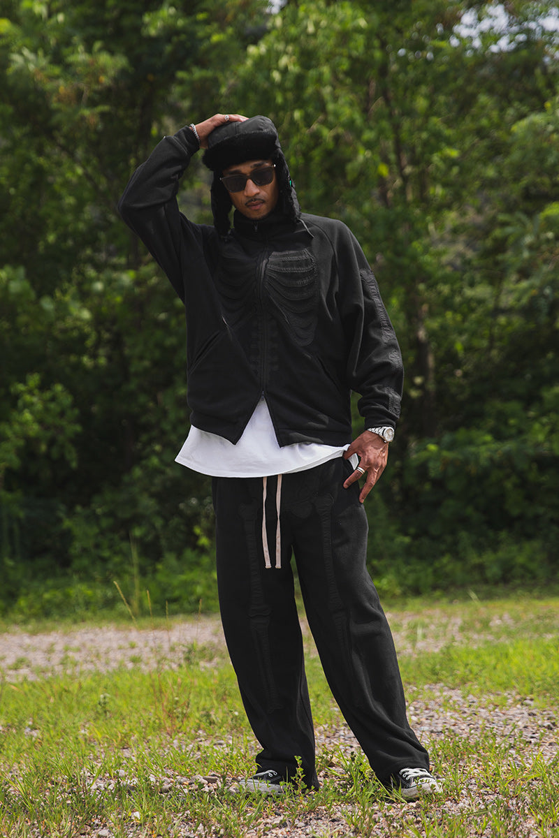 BONE EMBROIDERY FLEECE  JKT