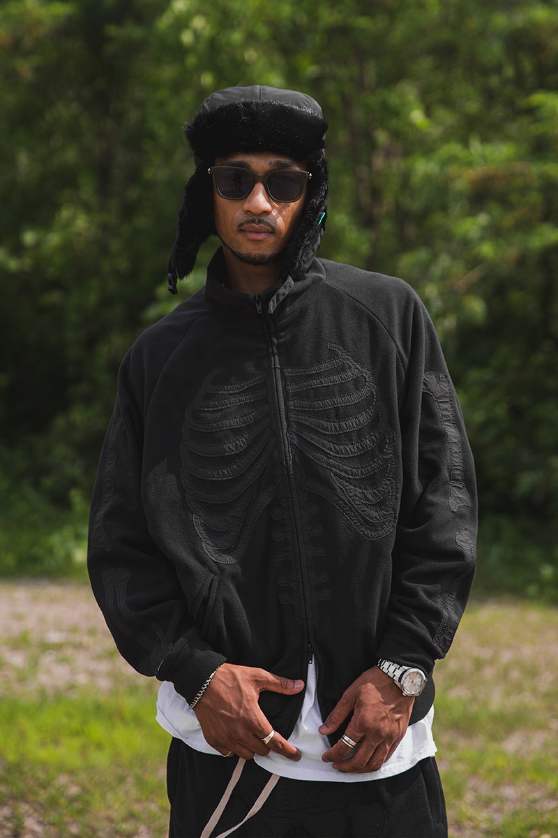 BONE EMBROIDERY FLEECE  JKT