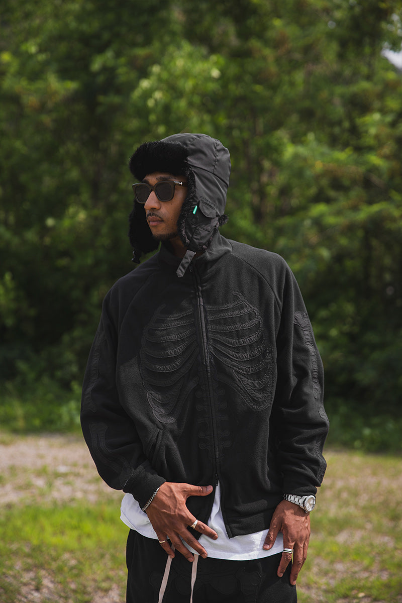 BONE EMBROIDERY FLEECE  JKT