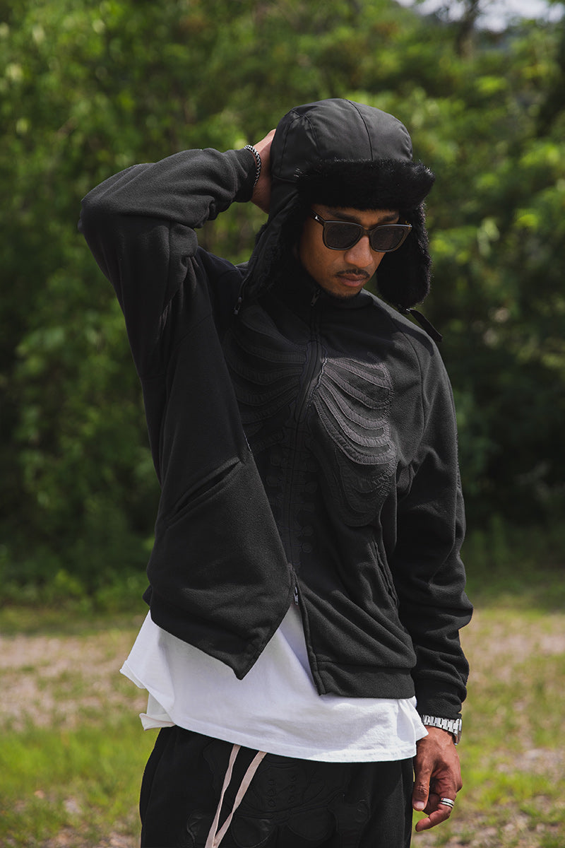 BONE EMBROIDERY FLEECE  JKT