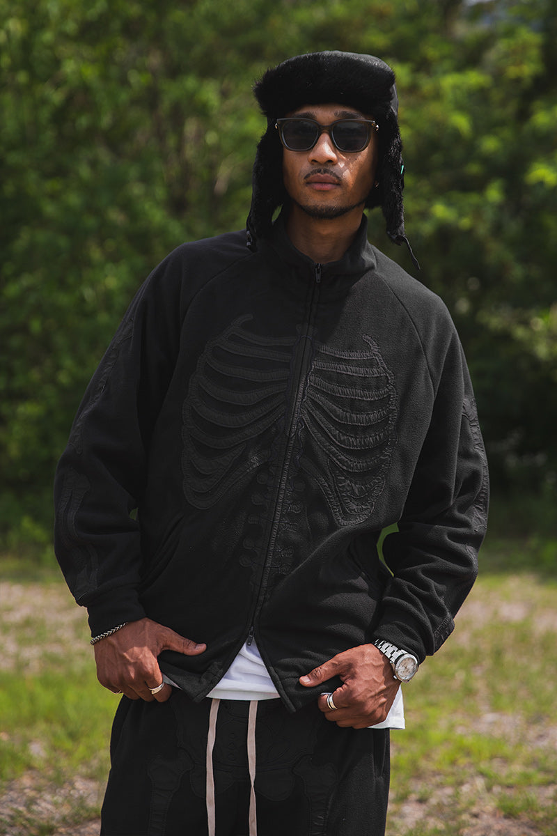BONE EMBROIDERY FLEECE  JKT