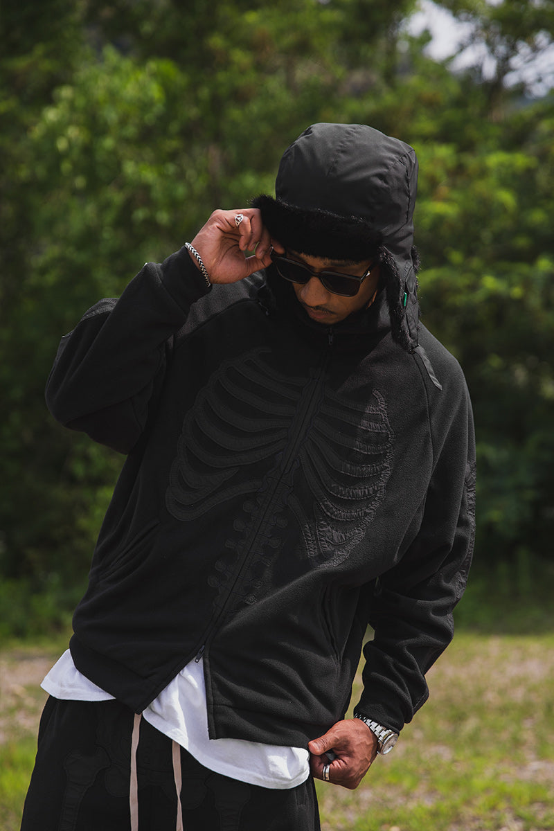 BONE EMBROIDERY FLEECE  JKT