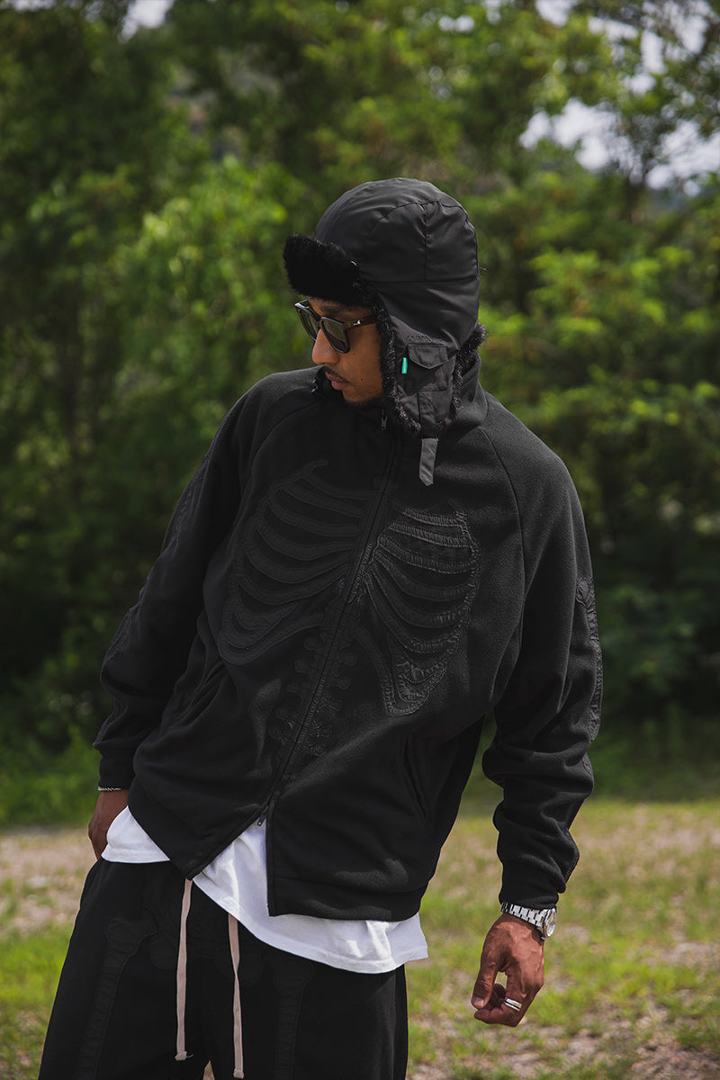 BONE EMBROIDERY FLEECE  JKT