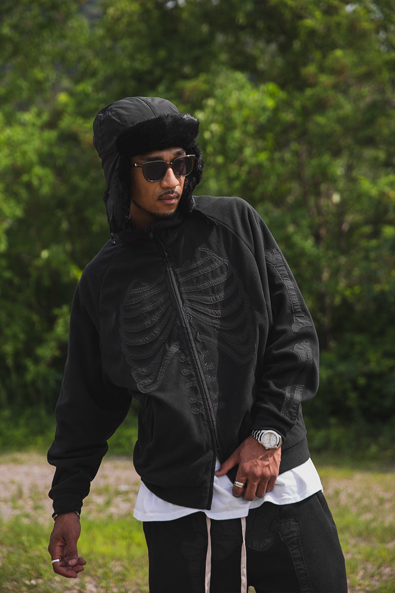 BONE EMBROIDERY FLEECE  JKT