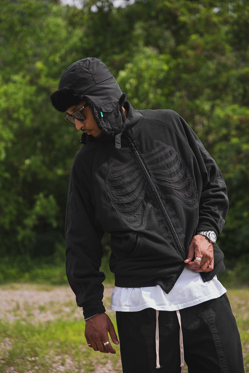 BONE EMBROIDERY FLEECE  JKT