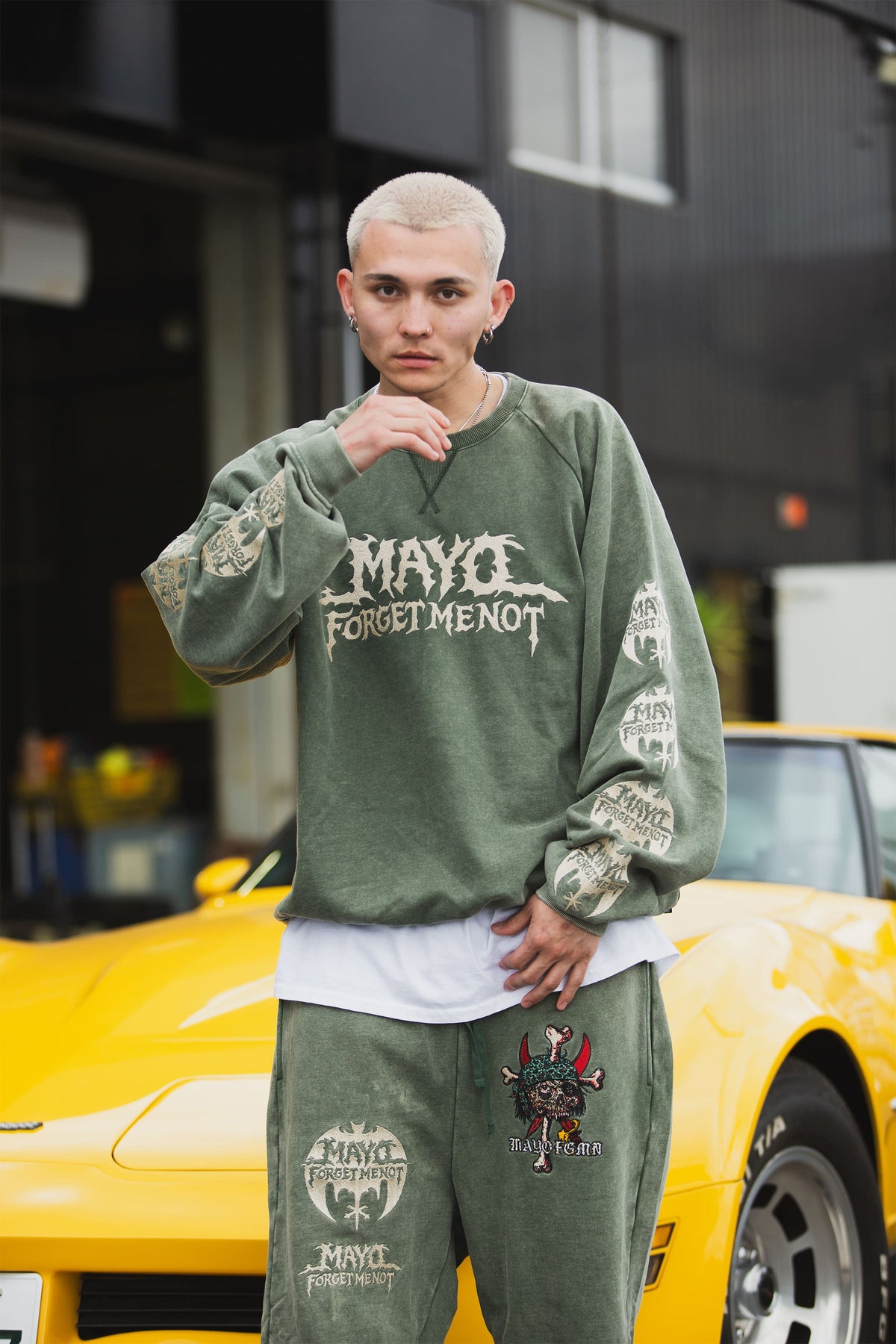 MAYO BANDANA SKULL EMBROIDERY CREW NECK SWEAT