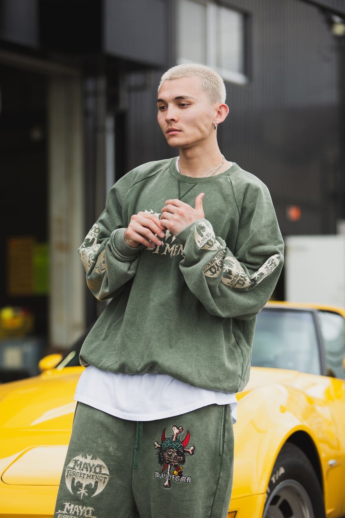 MAYO BANDANA SKULL EMBROIDERY CREW NECK SWEAT