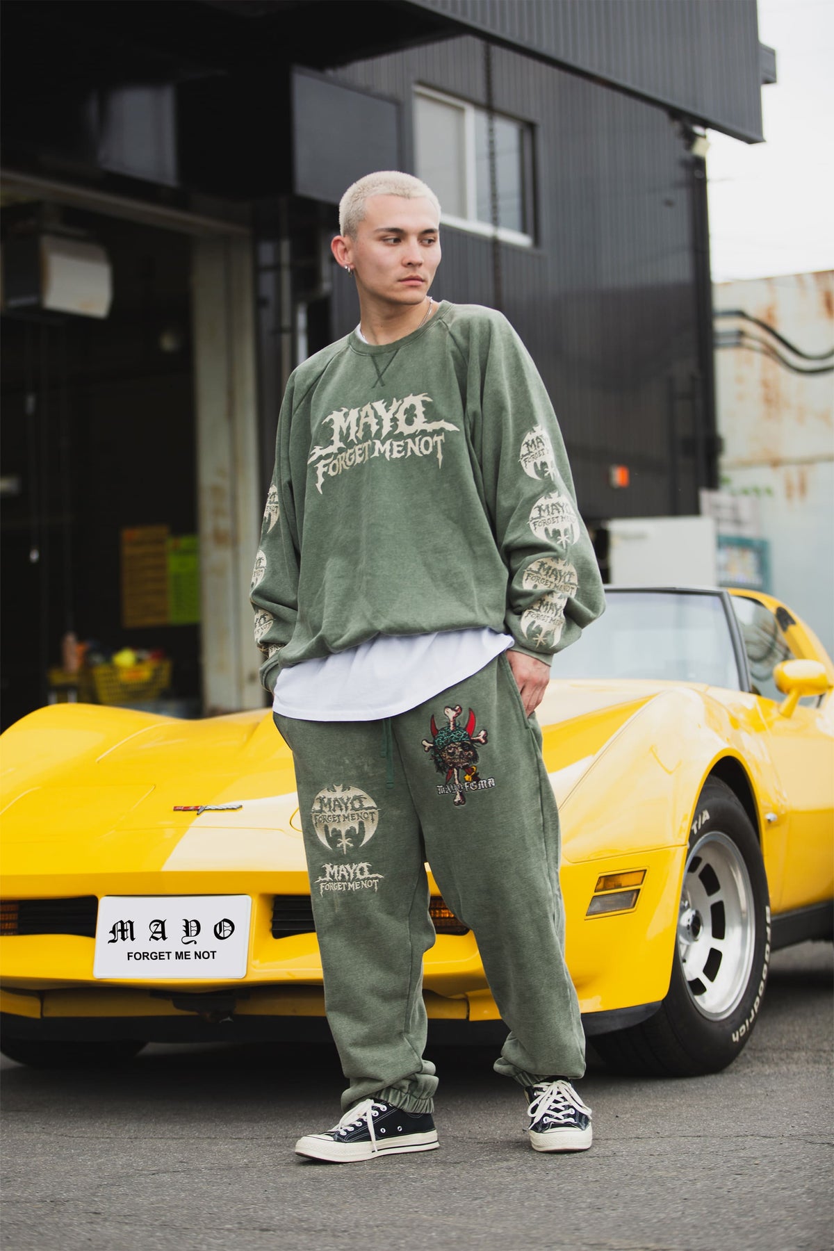 MAYO BANDANA SKULL EMBROIDERY SWEAT PANTS