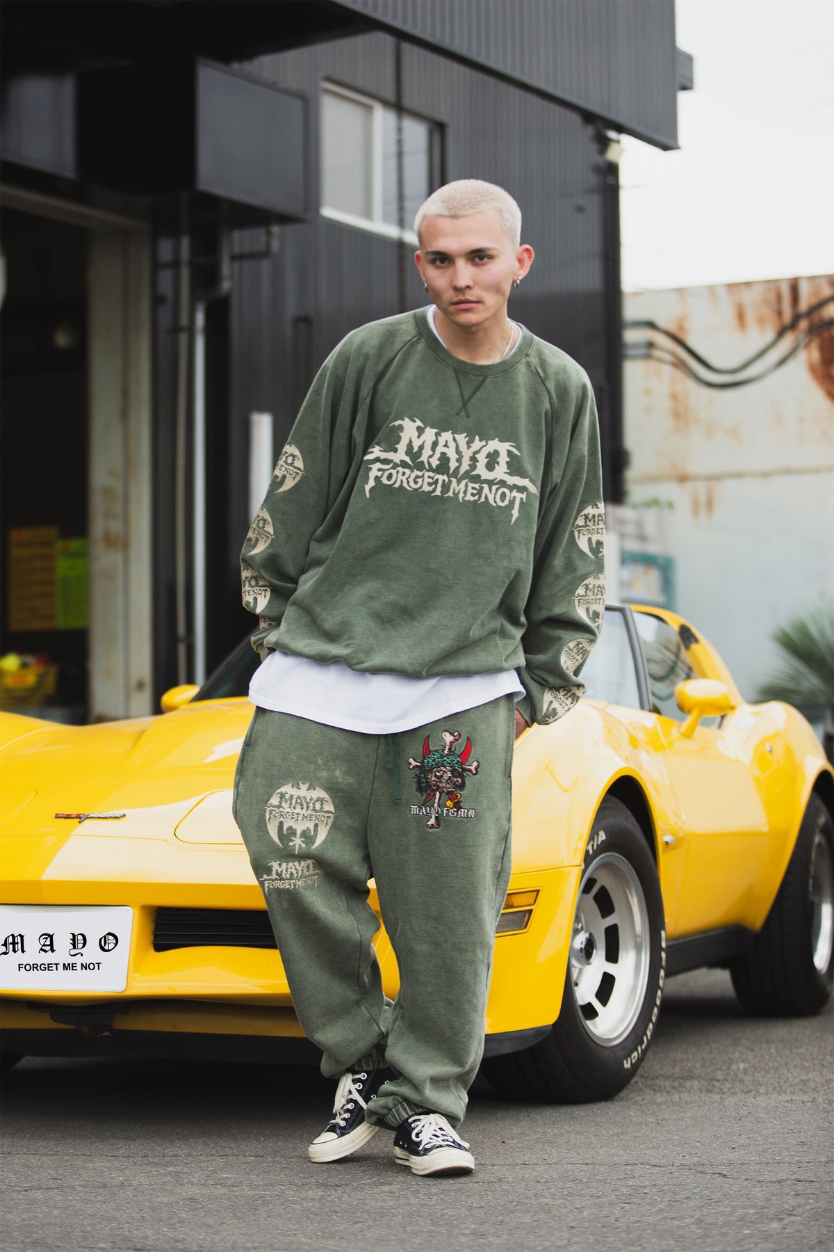 MAYO BANDANA SKULL EMBROIDERY SWEAT PANTS