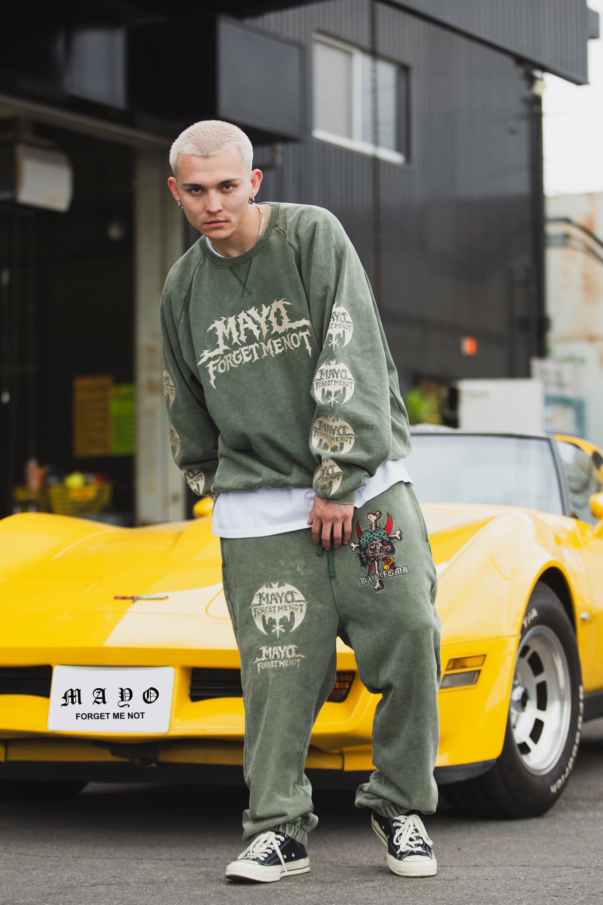 MAYO BANDANA SKULL EMBROIDERY SWEAT PANTS