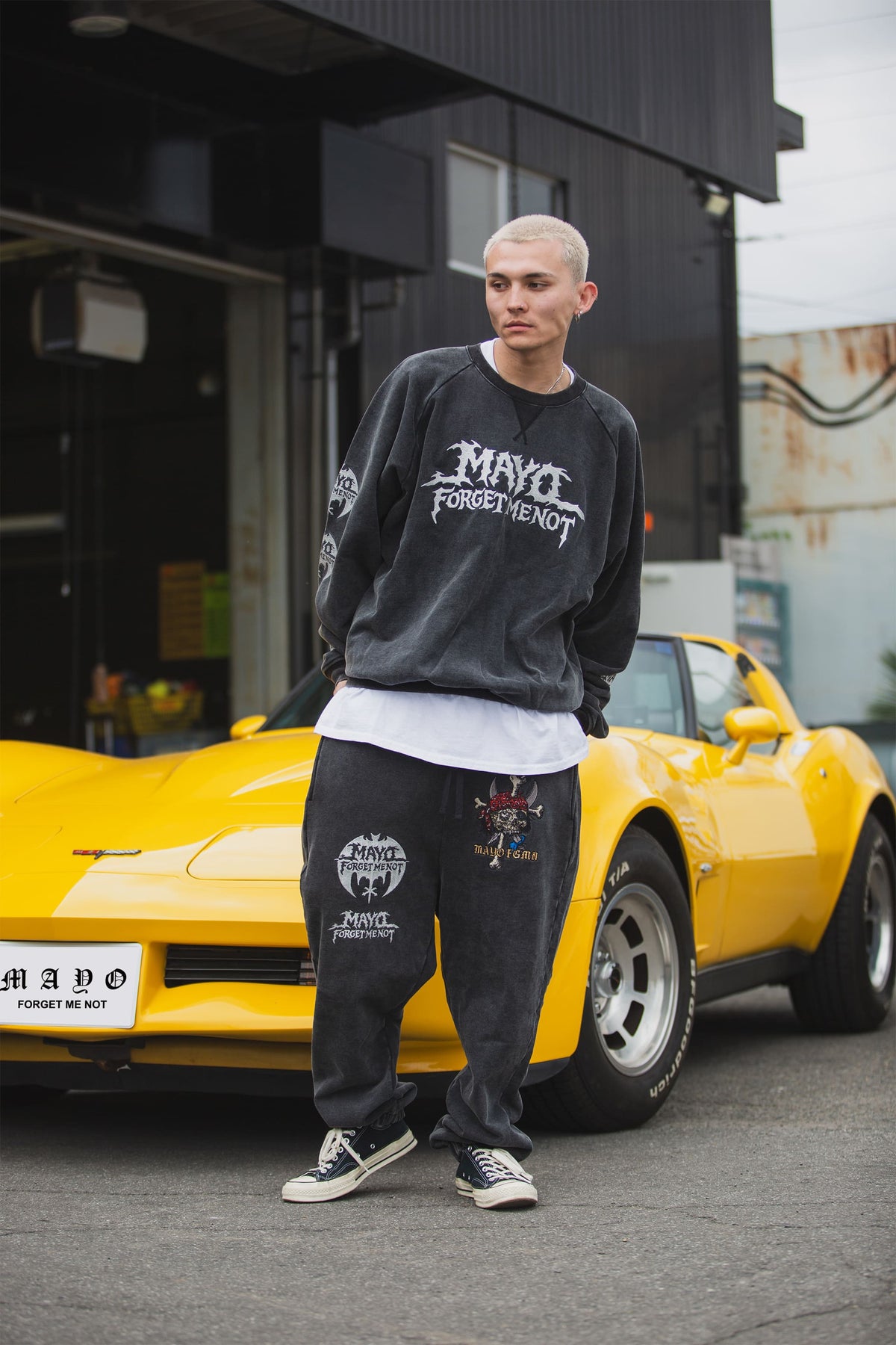 MAYO BANDANA SKULL EMBROIDERY SWEAT PANTS